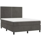  Box spring postelja z vzmetnico LED temno siva 140x190 cm žamet, (20726282) | Shoptok.si