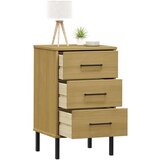  Nočna omarica s kovinskimi nogami rjava trdna borovina OSLO, (20734627) | Shoptok.si