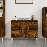 vidaXL Omarica za umivalnik dimljen hrast 80x33x60 cm inženirski les Cene