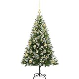 vidaXL Umjetna jelka s pantenom i pahuljicama Zelena i bijela 120 cm | shoptok.hr
