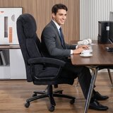  Izvršna stolica ergonomska uredska stolica do 200 kg baršunasti izgled visoki naslon za ured i kućni ured crna | shoptok.hr