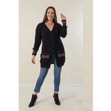 By Saygı Button-up Front, Tassels Patterned Plus Size Cardigan with Pockets And At The Ends Of The Sleeves. Cene