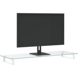  Stalak za monitor bijeli 100x35x8 cm kaljeno staklo i metal | shoptok.hr