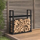 vidaXL Stalak za drva za ogrjev crni 110x35x108 5 od masivne borovine | shoptok.hr