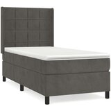 Box spring krevet s madracem tamnosivi 100x200 cm baršunasti | shoptok.hr