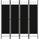 vidaXL Sobna pregrada s 4 panela crna 160 x 180 cm Cijene