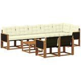 vidaXL Zunanja garnitura za sedenje z blazino 9 pcs Naravna in smetana, (5000282045) | Shoptok.si