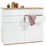 CARRYHOME komoda, hrast artisan, bela, visoki sijaj Cene
