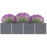  Dvignjeno cvetlično korito 320x40x77 cm pocinkano jeklo sivo | Shoptok.si