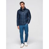 Ombre Men's lightweight jacket of combined materials with hood and decorative quilting - black | shoptok.hr