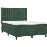  Box spring postelja z vzmetnico temno zelena 140x200 cm žamet, (20901356) | Shoptok.si