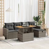  6-dijelni set vrtnih sofa poliratan i bagrem s jastucima sivi | shoptok.hr