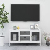 Furnova TV omarica bela 105x35x52 cm jeklo in steklo, (21924416) Cene