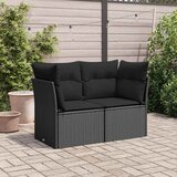  Vrtna sofa s jastucima za 2 osobe, crna, poli ratan | shoptok.hr