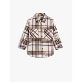 Koton 4WKG60018AW Girls' Cotton Shirts Beige PLAID