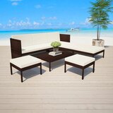 Maison Chic Seti vrtnega pohištva - Vrtna garnitura - Vrtni pohištvo set z blazinami 6-delna poli ratan rjava, (21797375) | Shoptok.si