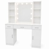  Kozmetički toaletni stolić s LED ogledalom i ladicama, bijeli, 141 × 114 × 39 cm | shoptok.hr