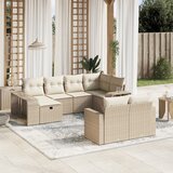 vidaXL 10-dijelni set vrtnih sofa s jastucima bež od poliratana | shoptok.hr