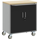  Radna klupa s policom s kotačem Crna i Siva 75 x 45 x 85 cm | shoptok.hr