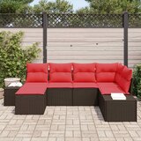  Sjedeća garnitura za vrt 6 kom. Smeđa i crvena poliratan 264 x 62 x 85 cm | Shoptok.si