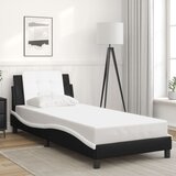 Maison Chic Posteljni okvir - Enojna postelja - Postelja za odrasle z vzglavjem črn in bel 90x200 cm umetno usnje-J9504, (21760664) | Shoptok.si