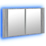 vidaXL LED kopalniška omarica z ogledalom siva sonoma 80x12x45 cm | Shoptok.si