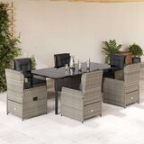 vidaXL Vrtna jedilna garnitura 7-delna z blazinami sv. siv poli ratan | Shoptok.si