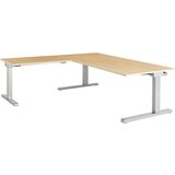 mauser Pisalna miza, s priključkom, ŠxG 1800 x 900 mm, kotni element na levi strani (širina 1000 mm), plošča imitacija javorja, ogrodje aluminijasto s | Shoptok.si