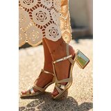 EVENTO Women's High Heel Sandals in Gold Faux Leather Lyana | Shoptok.si