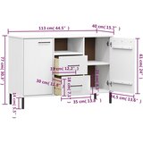  Komoda s metalnim nogama bijela 113x40x77 cm masivno drvo OSLO | shoptok.hr