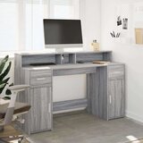 vidaXL Pisalna miza z LED lučkami siva sonoma 140x55x91 cm inž. les | Shoptok.si