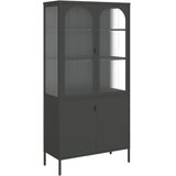  Visoka komoda crna 90 x 40 x 180 cm od stakla i čelika | shoptok.hr