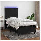  Box spring postelja z vzmetnico LED črna 100x200 cm blago | Shoptok.si