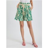 Orsay Creamy Green Women's Patterned Shorts with Linen - Women Cene