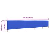  Vjetrobran s 5 panela od tkanine 600 x 120 cm azurno plavi | shoptok.hr