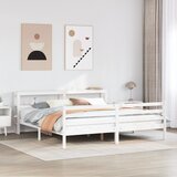 Furnova Posteljni okvir z vzglavjem brez vzmetnice bel 200x200 cm, (21941190) Cene