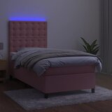  box spring s madracem LED ružičasti 90x190 cm baršunasti | shoptok.hr