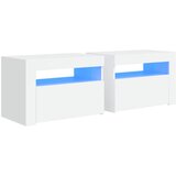 Noćni ormarići 2 kom s LED svjetlima bijeli 60 x 35 x 40 cm | shoptok.hr