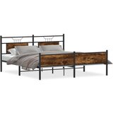 Maison Chic Kovinski Posteljni okvir - Dvoposteljna postelja - Zakonska postelja brez vzmetnice dimljen hrast 180x200cm, (21693709) Cene