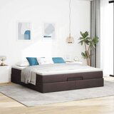 vidaXL Otomanski posteljni okvir z vzmetnico temno rjava 180x200 cm | Shoptok.si