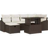 vidaXL 7-sedežna vrtna garnitura z blazinami Rjava Poli Ratan, (22093219) | Shoptok.si