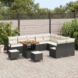 12 kom. vrtni sofa set s jastučićima crni poli ratan akacija dvosed vrtna sofa s prostorom za odlaganje i jastučićima crni poli | shoptok.hr