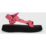 Calvin Klein Jeans Sandali PREFRESATO SANDAL WEBBING XRAY ženski, roza barva, YW0YW00969