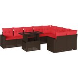 vidaXL 10-delni vrtni komplet sedežnih garnitur z blazinami rjav poli ratan, (5000334821) | Shoptok.si