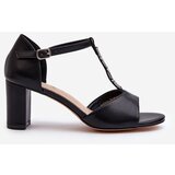 EVENTO Women's Sandals with High Heel and Decorative Eco Leather Strap Black Triavera | Shoptok.si