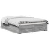 vidaXL Okvir za krevet s ladicama boja sivog hrasta 120x190 cm drveni | shoptok.hr