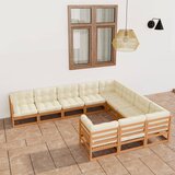 vidaXL Vrtna sedežna garnitura z blazinami 10-delna medeno rjava | Shoptok.si