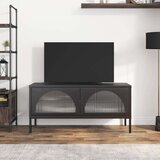 TV ormarić crni 105 x 35 x 50 cm od stakla i čelika Cijene