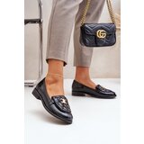 Laura Messi Leather Patent Loafers With Gold Decoration Laura 2927 Black | ePonuda.com