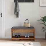  Klupa za hodnik s jastukom s policom Staro drvo 83 x 38 x 45 cm | shoptok.hr